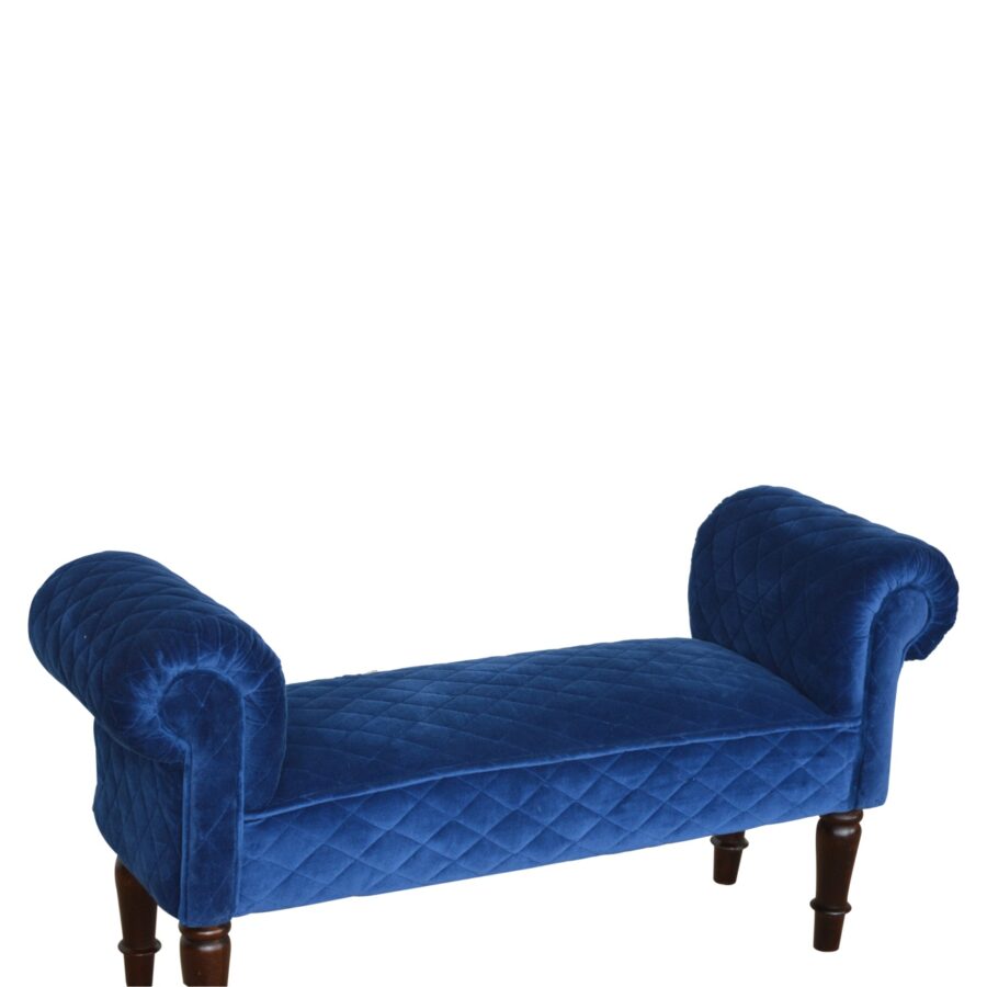 in1012 royal blue quilted velvet bench