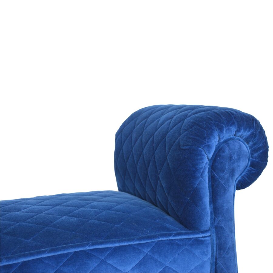 in1012 royal blue quilted velvet bench