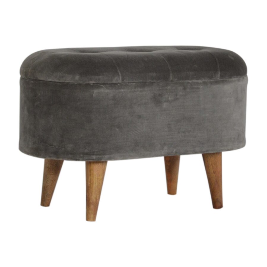 in1203 grey tweed curved storage footstool