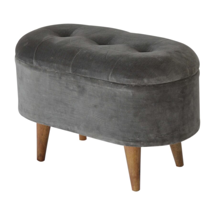 in1203 grey tweed curved storage footstool