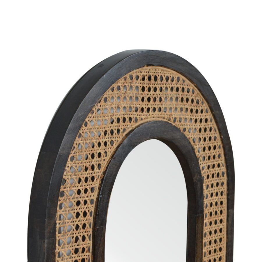 miroir en rotin noir carbone in1228