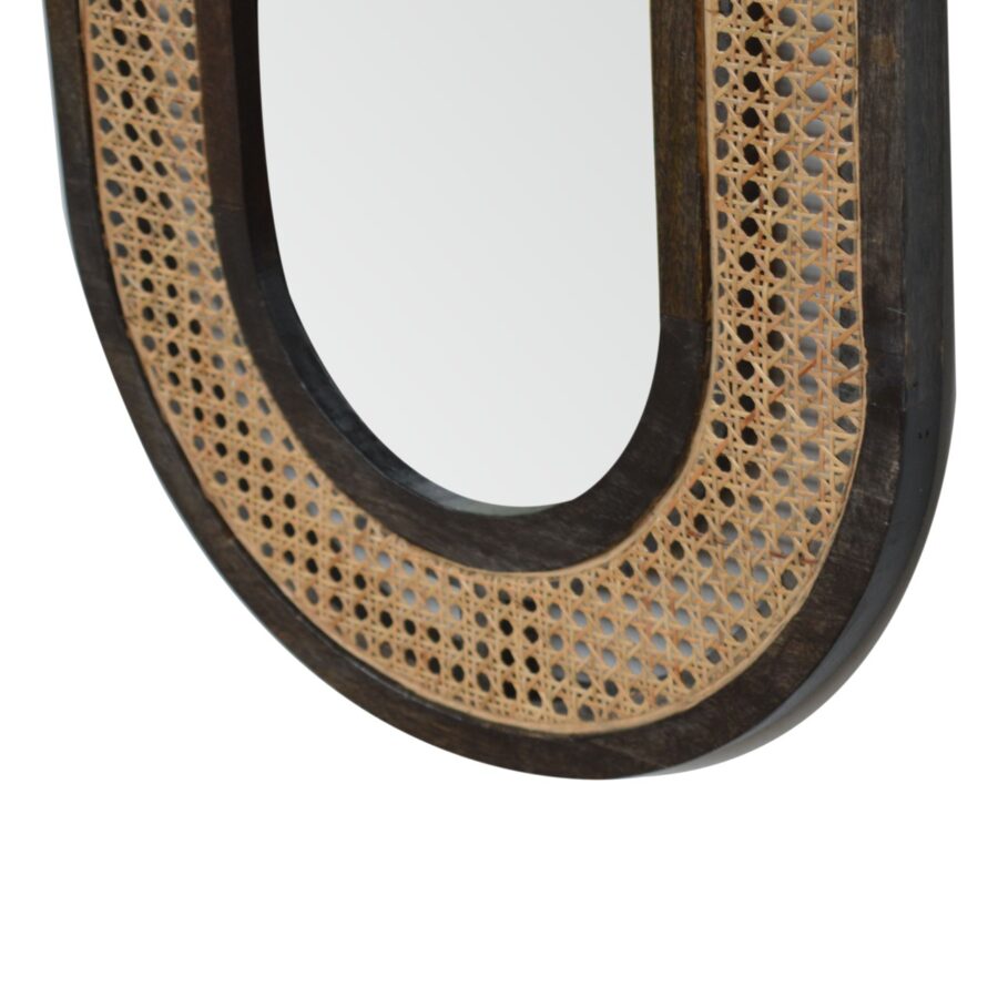 in1228 carbon black rattan mirror