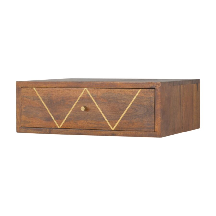 in1286 wall mounted chestnut brass inlay bedside
