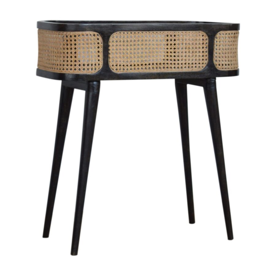 in1322 carbon black rattan tray table