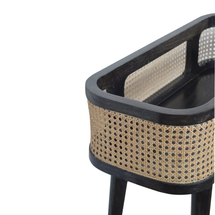 in1322 carbon black rattan tray table