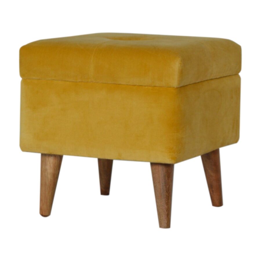 in1397 mustard velvet storage footstool