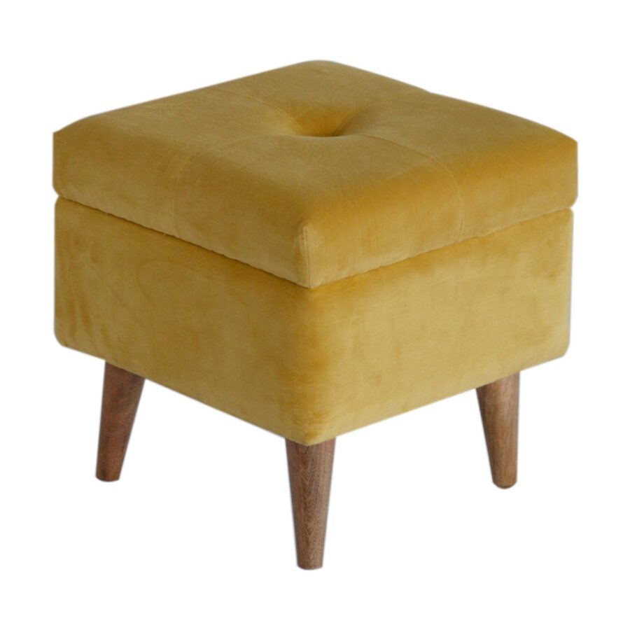 in1397 mustard velvet storage footstool