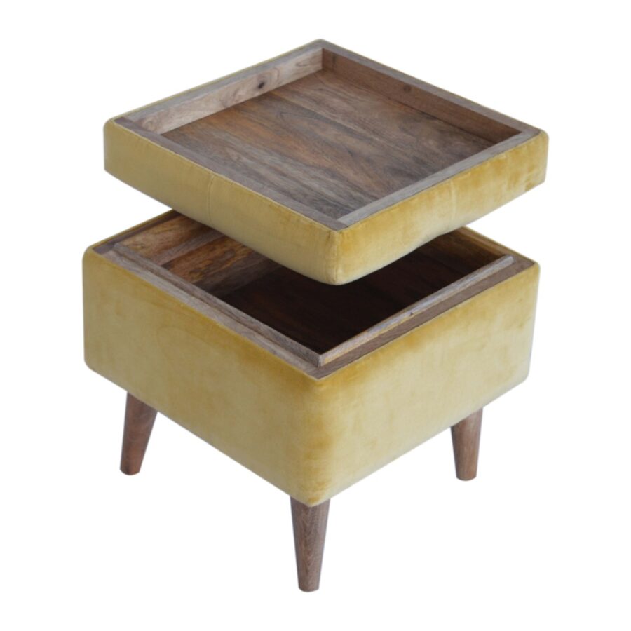 in1397 mustard velvet storage footstool