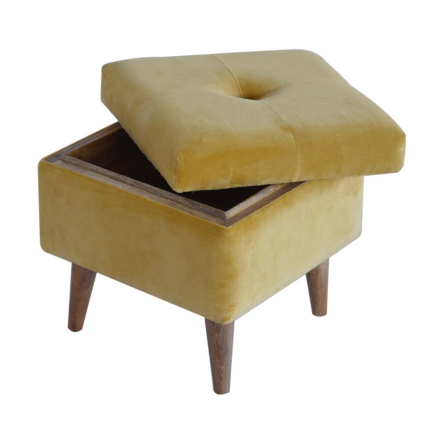 in1397 mustard velvet storage footstool
