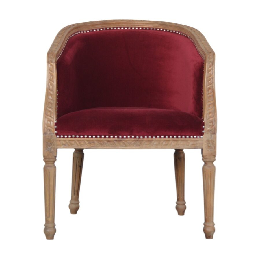 in1407 chaise d'appoint en velours rouge vin