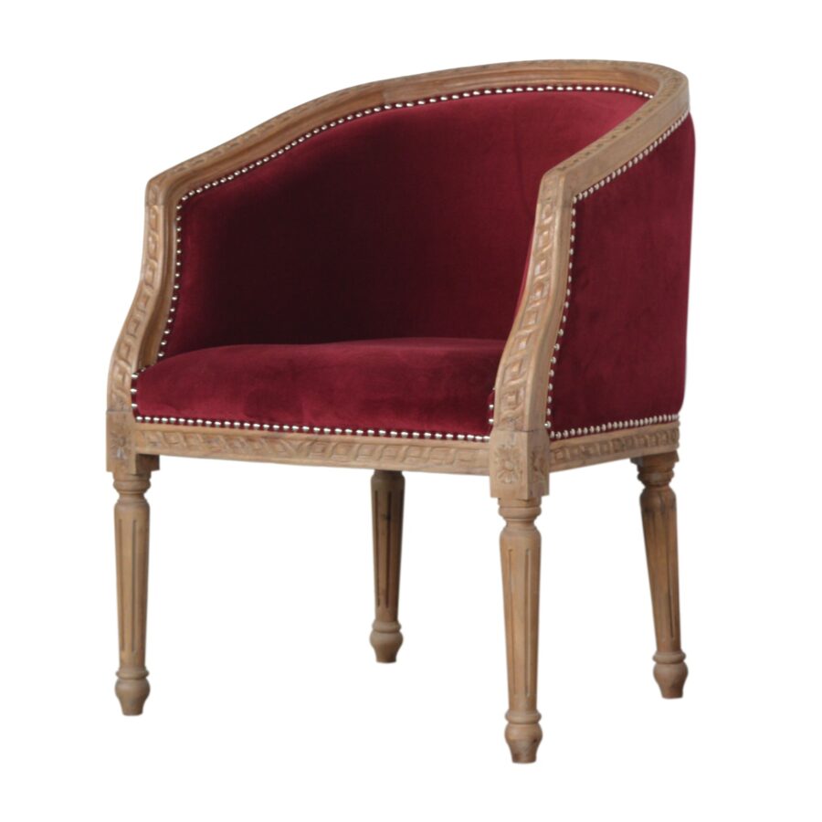in1407 chaise d'appoint en velours rouge vin