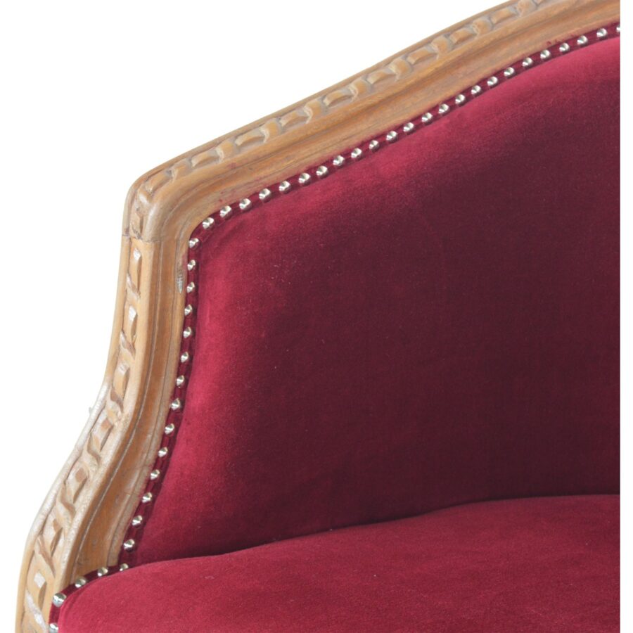 in1407 chaise d'appoint en velours rouge vin