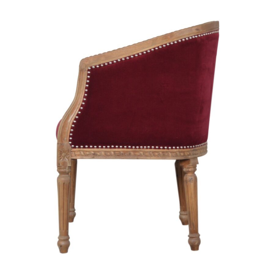 in1407 chaise d'appoint en velours rouge vin