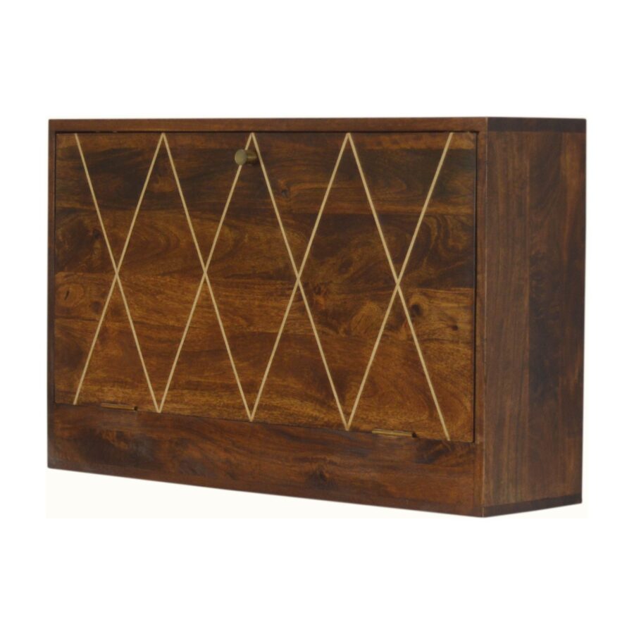 in1441 geometric brass inlay flip down writing desk