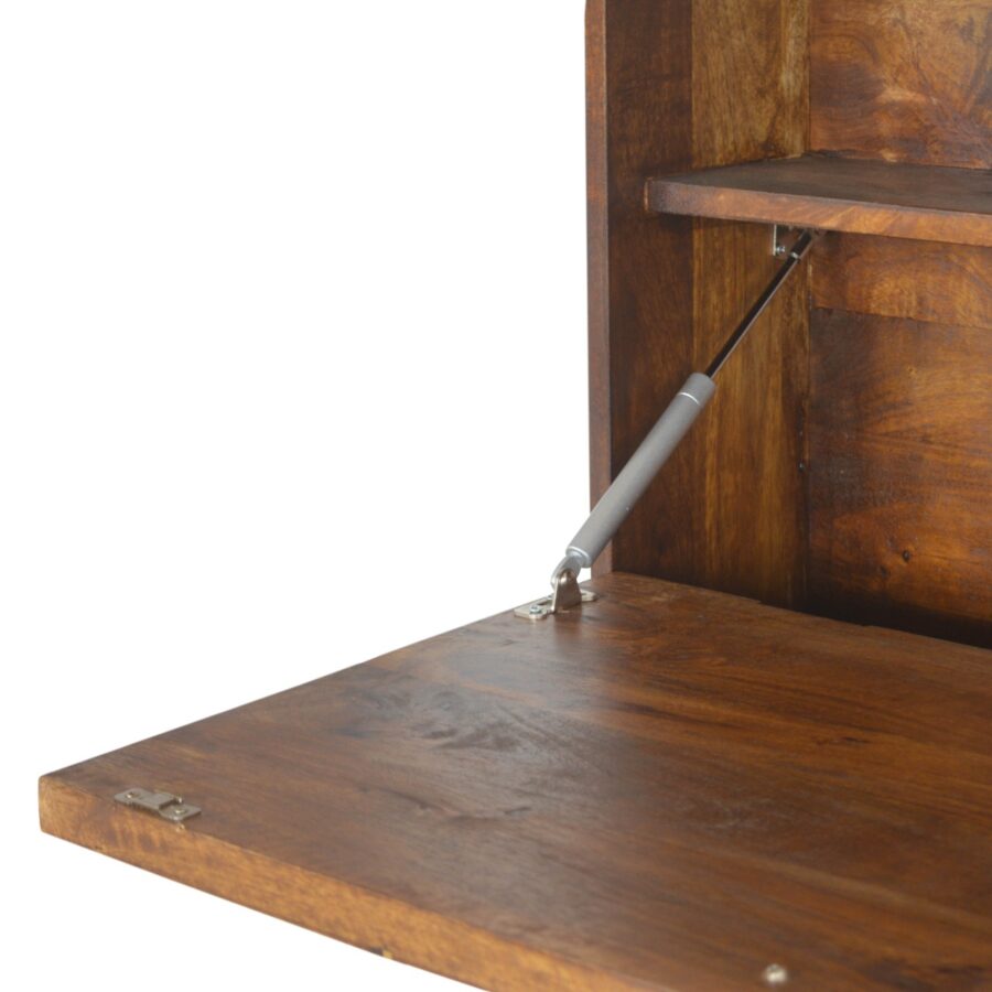 in1441 ausklappbarer Schreibtisch mit geometrischem Messing-Inlay
