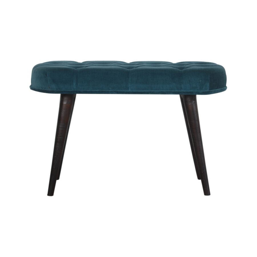 in1443 teal cotton velvet deep button bench