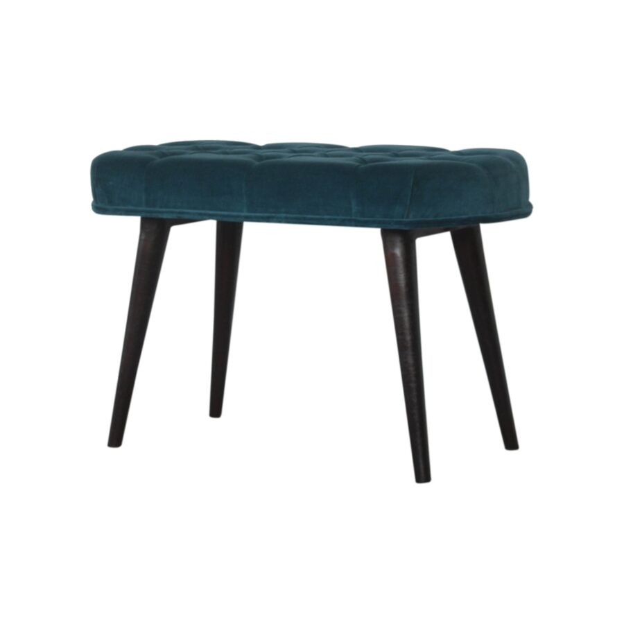 in1443 teal cotton velvet deep button bench