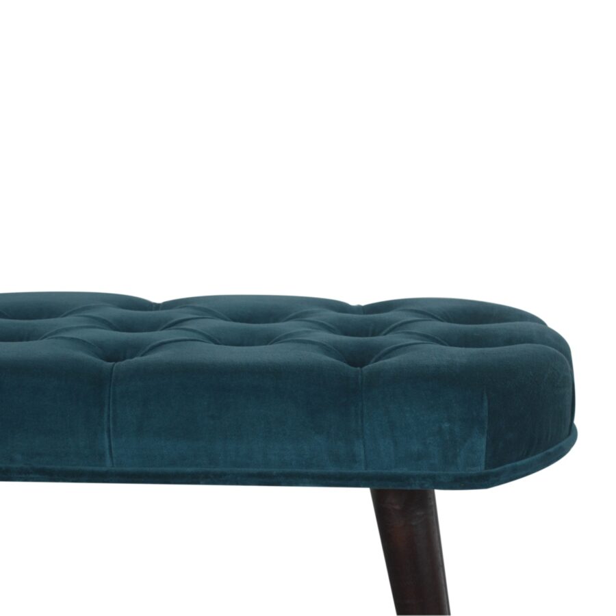 in1443 teal cotton velvet deep button bench