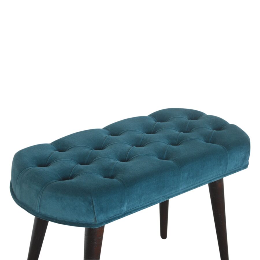 in1443 teal cotton velvet deep button bench