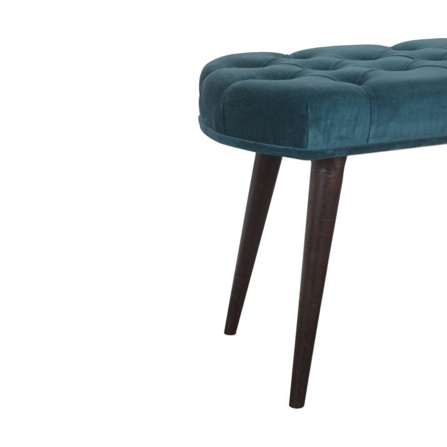 in1443 teal cotton velvet deep button bench