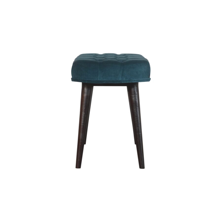 in1443 teal cotton velvet deep button bench