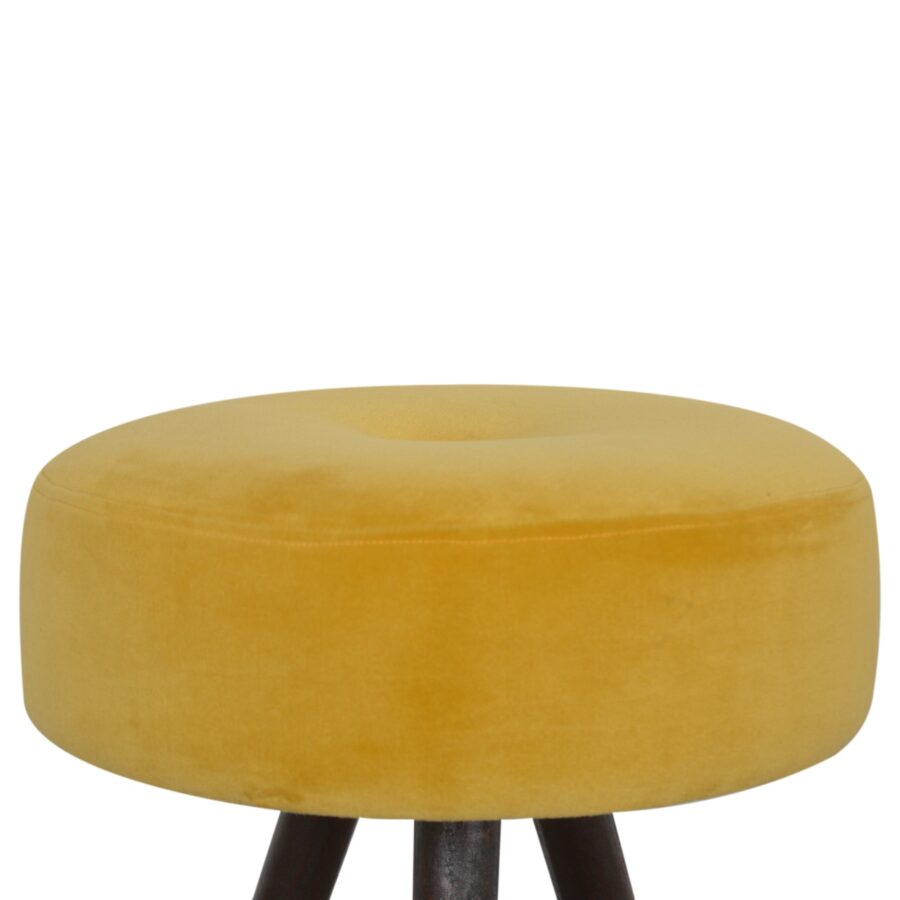 in1451 mustard velvet tripod footstool