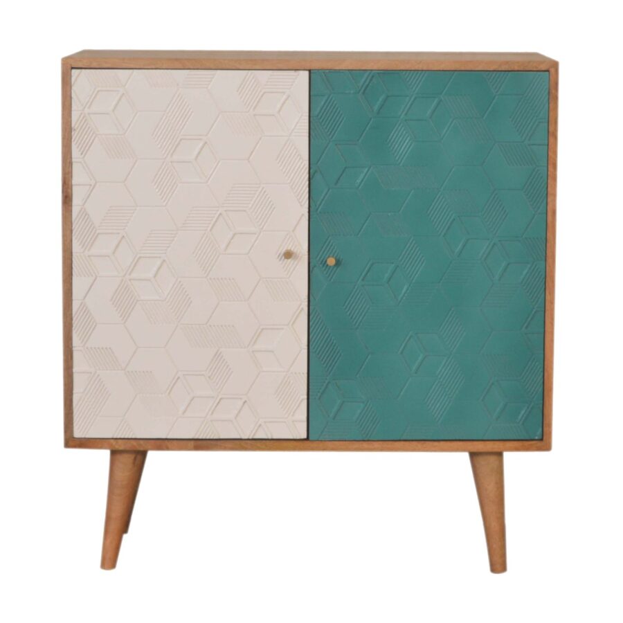 in1523 acadia teal and white cabinet