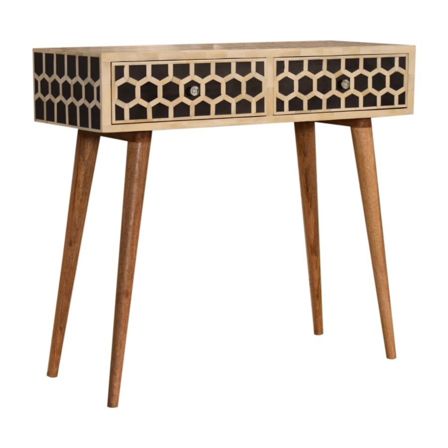 in1565 honeycomb bone inlay console table