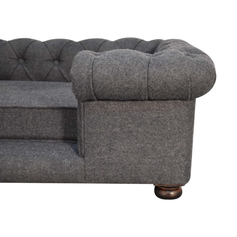 Battleship Tweed Button Pet Bed - Image 3
