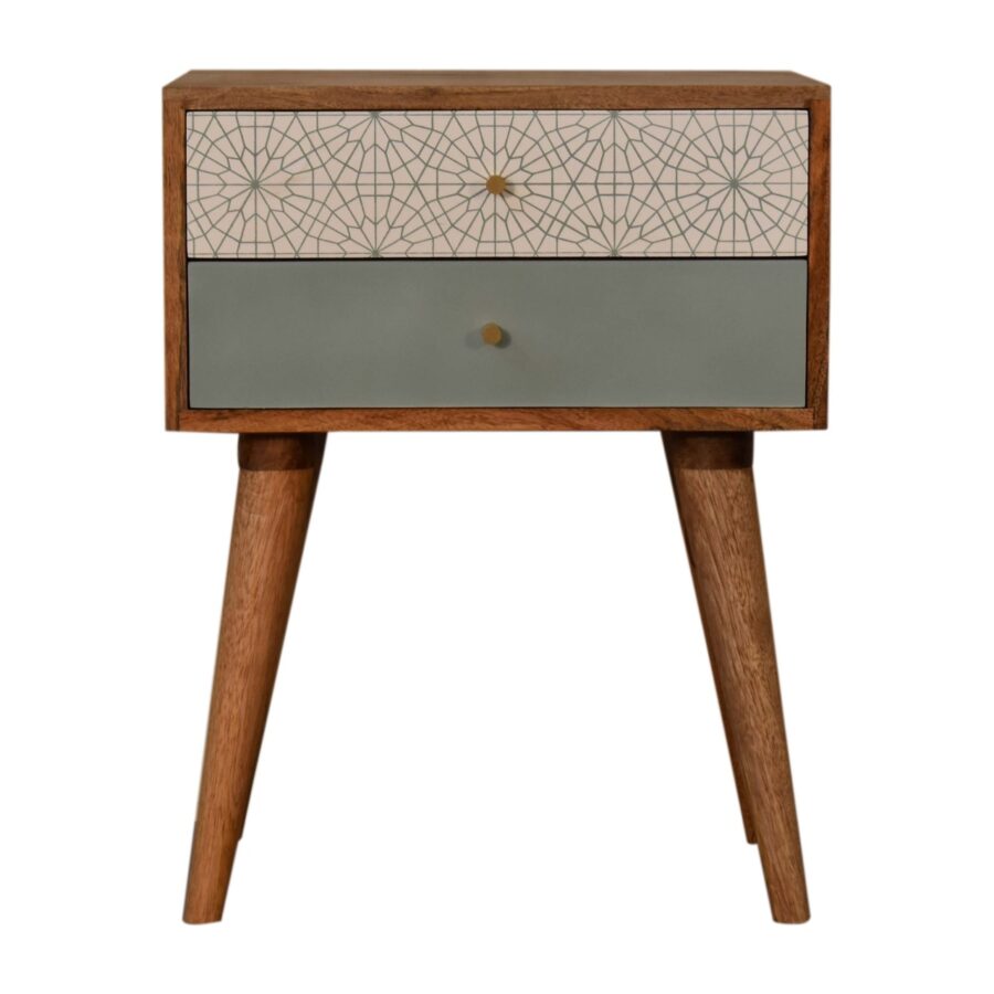 in1591 green patterned bedside