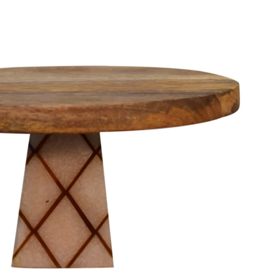 in1626 oak ish cross base resin cake stand