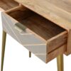 in1665 sleek cement brass inlay writing desk with cable access