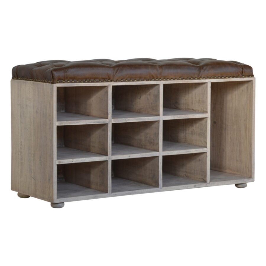 in167 leather shoe bench