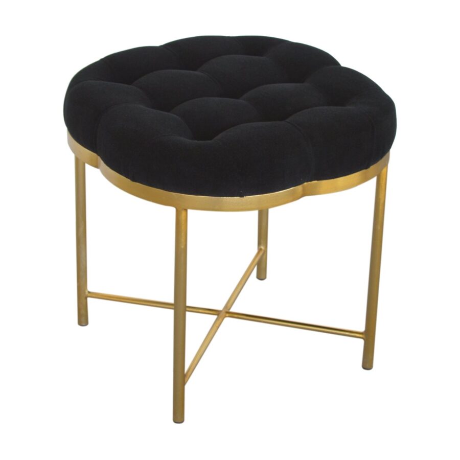 in1670 clover black velvet footstool