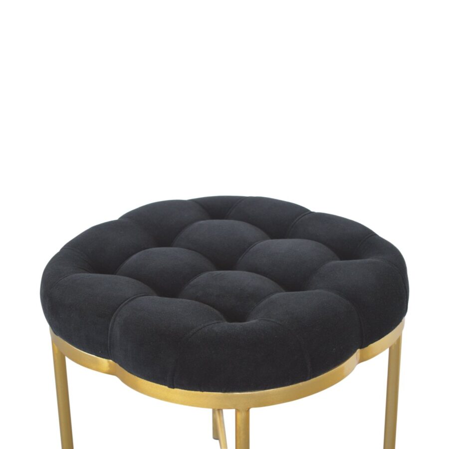 in1670 clover black velvet footstool