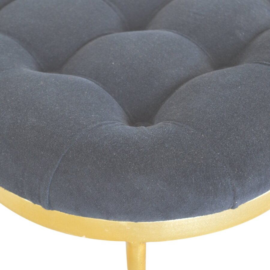 in1670 clover black velvet footstool