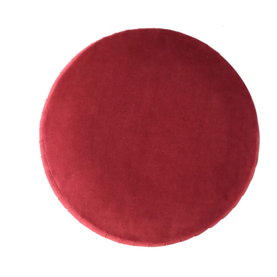 in1677 wine red cotton velvet pleated footstool with gold base