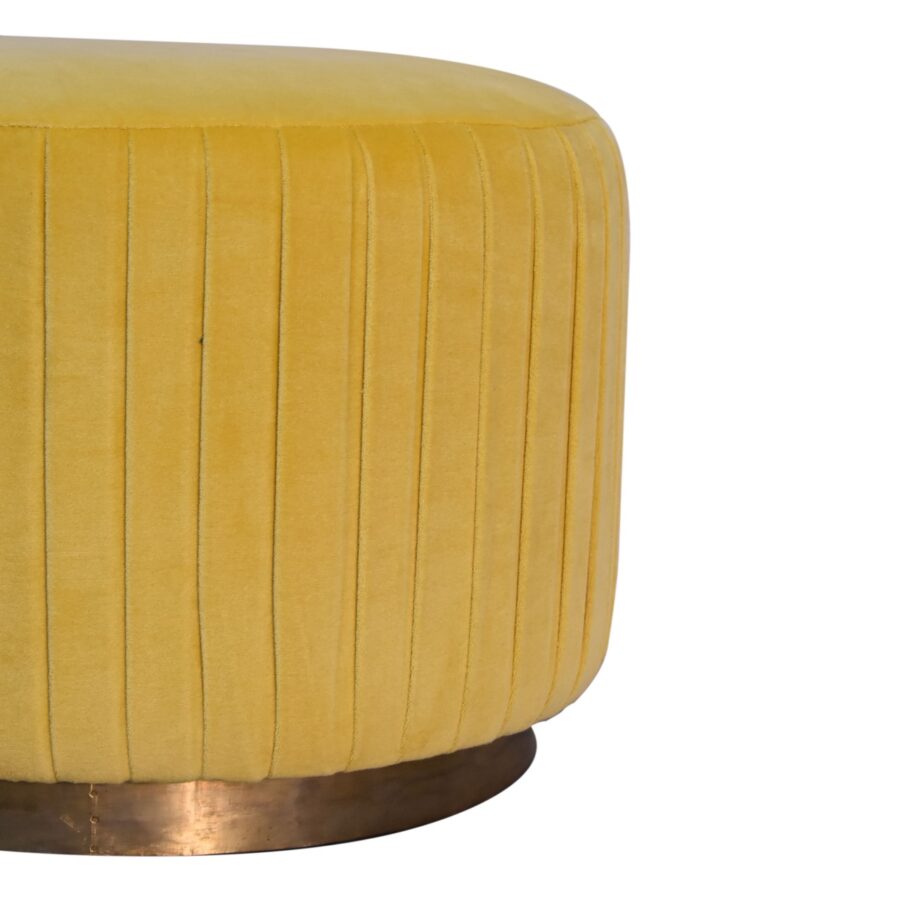 in1678 mustard cotton velvet pleated footstool with gold base