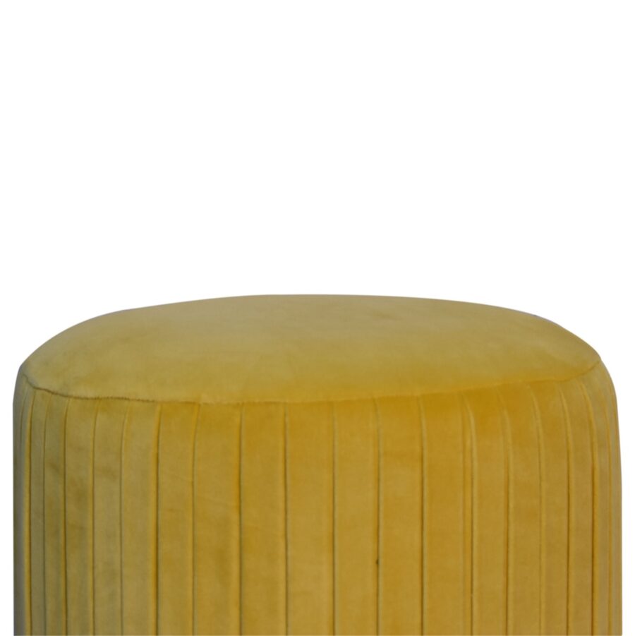 in1678 mustard cotton velvet pleated footstool with gold base