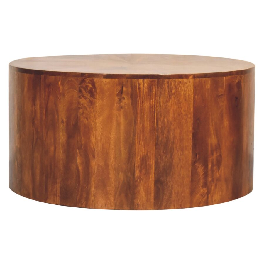 in2111 chestnut round wooden coffee table