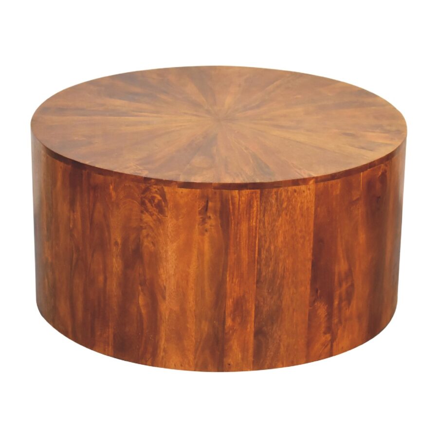 in2111 chestnut round wooden coffee table