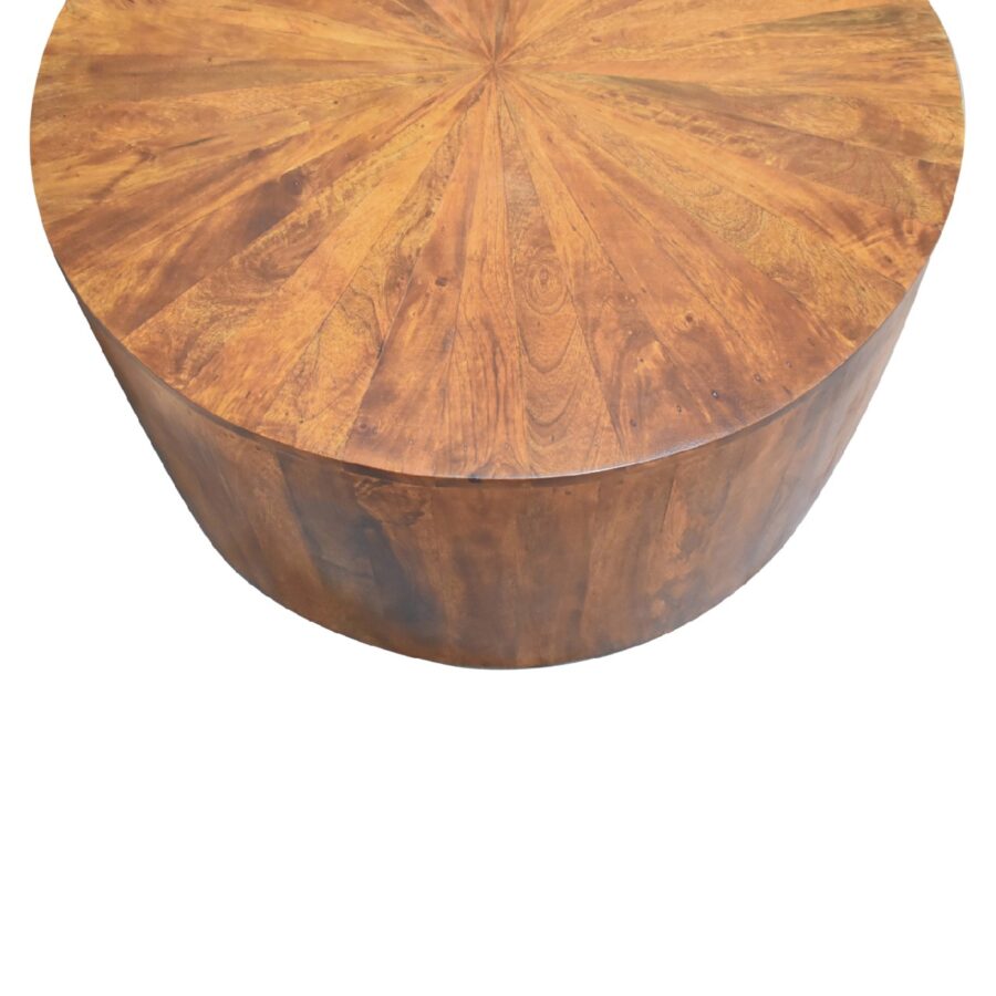 in2111 chestnut round wooden coffee table