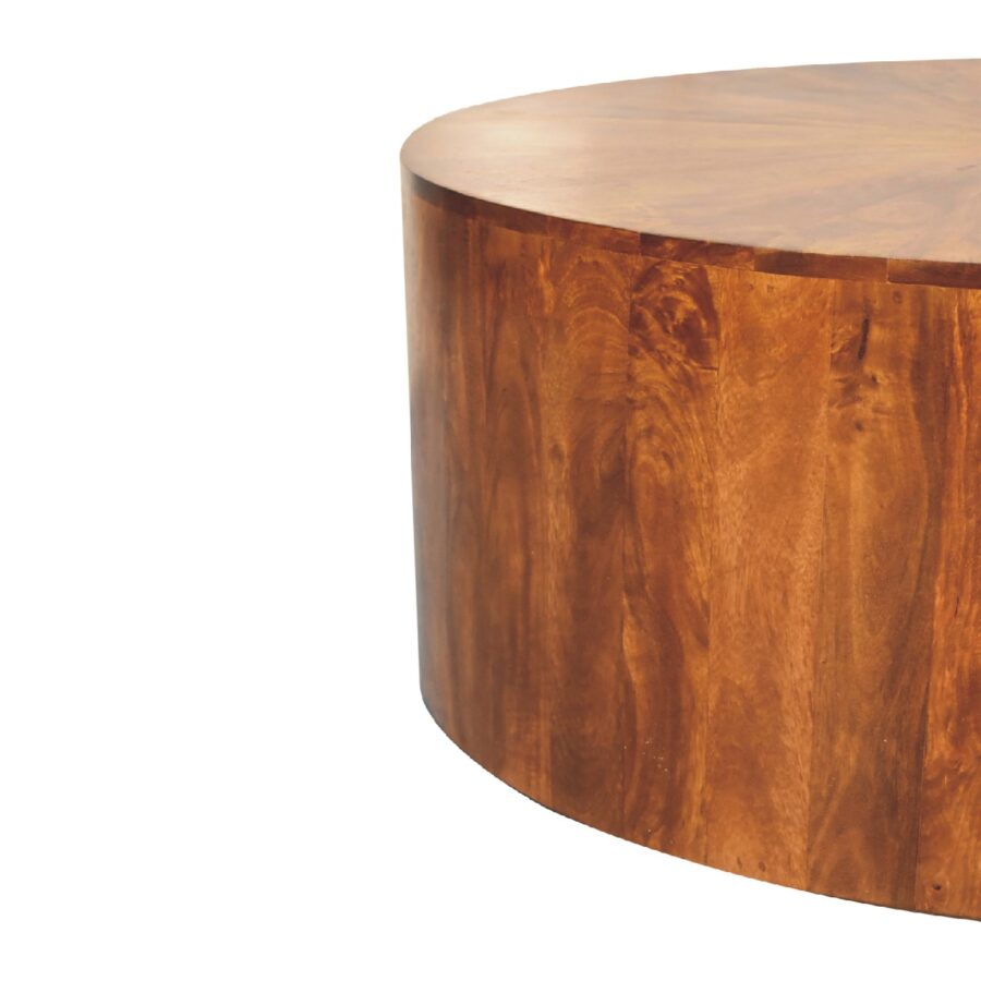 in2111 chestnut round wooden coffee table