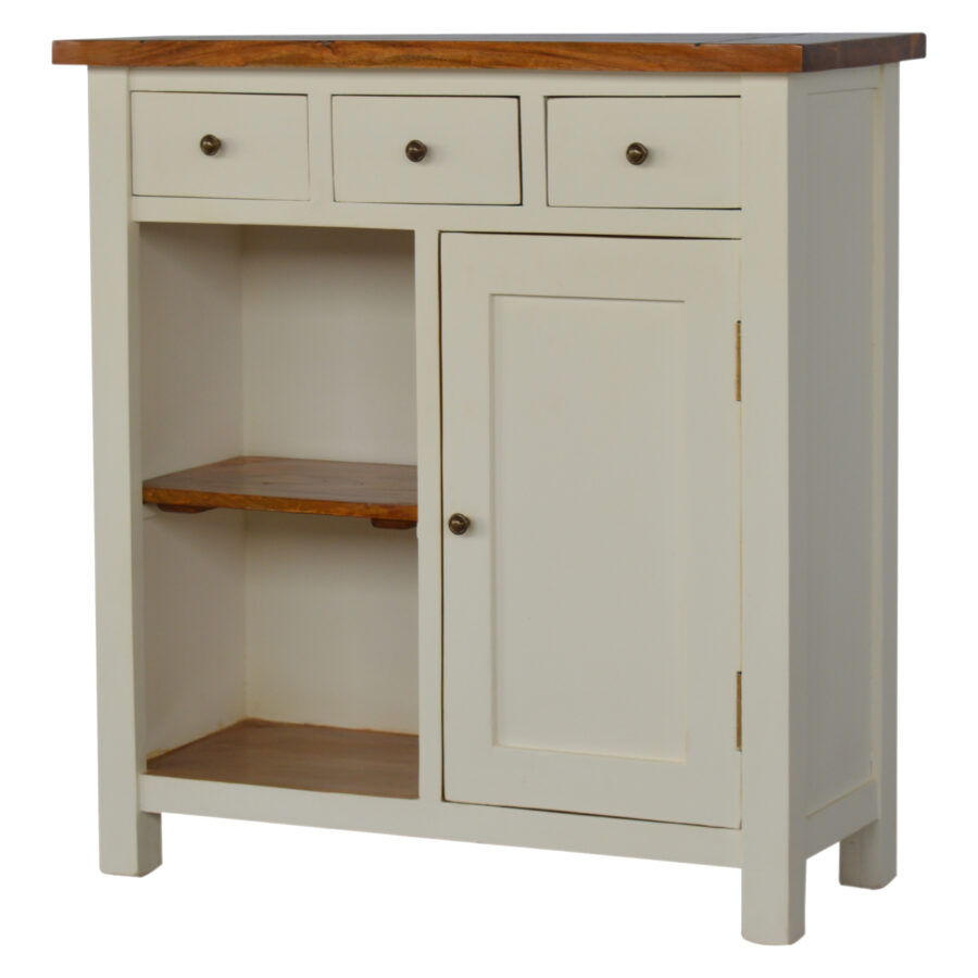in213 2 toned kitchen unit with 3 drawer, 2 open shelves