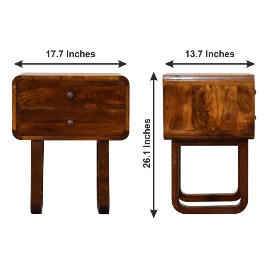 in2136 u curved chestnut bedside