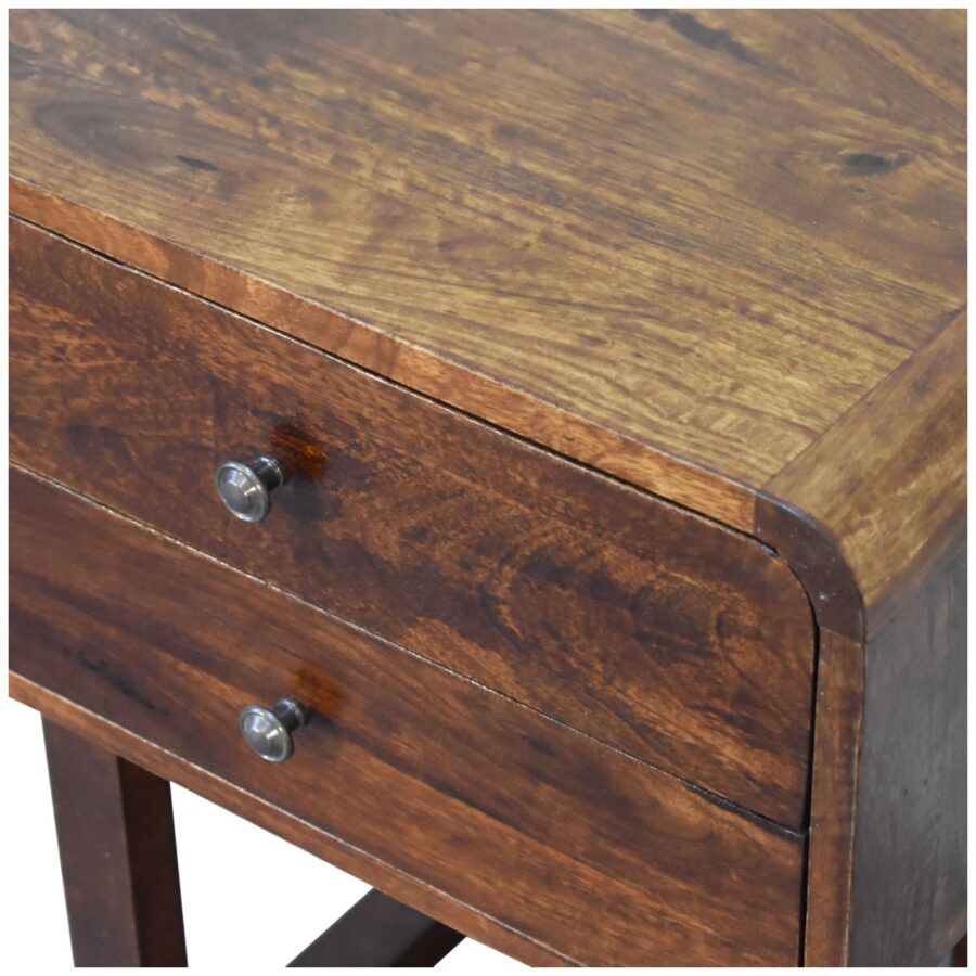 in2136 u curved chestnut bedside
