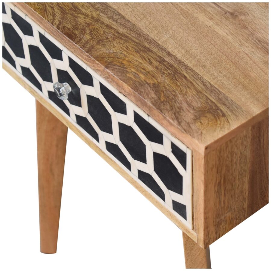 in2144 bone inlay bedside with tapered legs