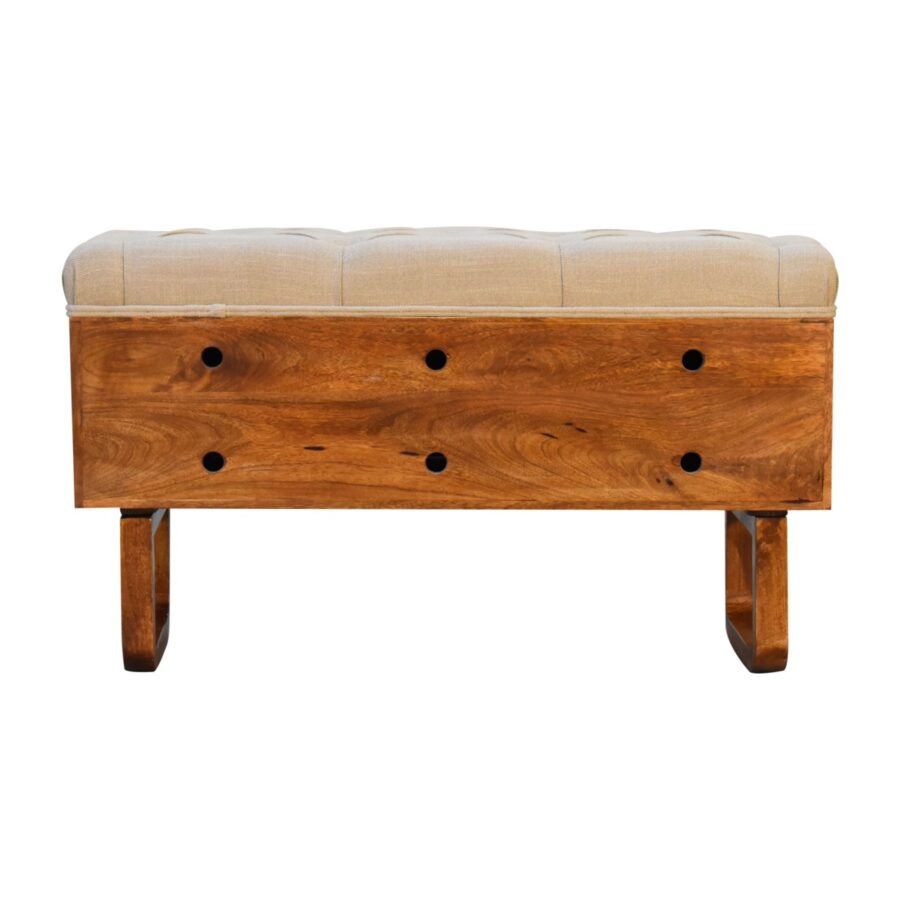 in2146 u shape chestnut diamond carved mud linen storage bench