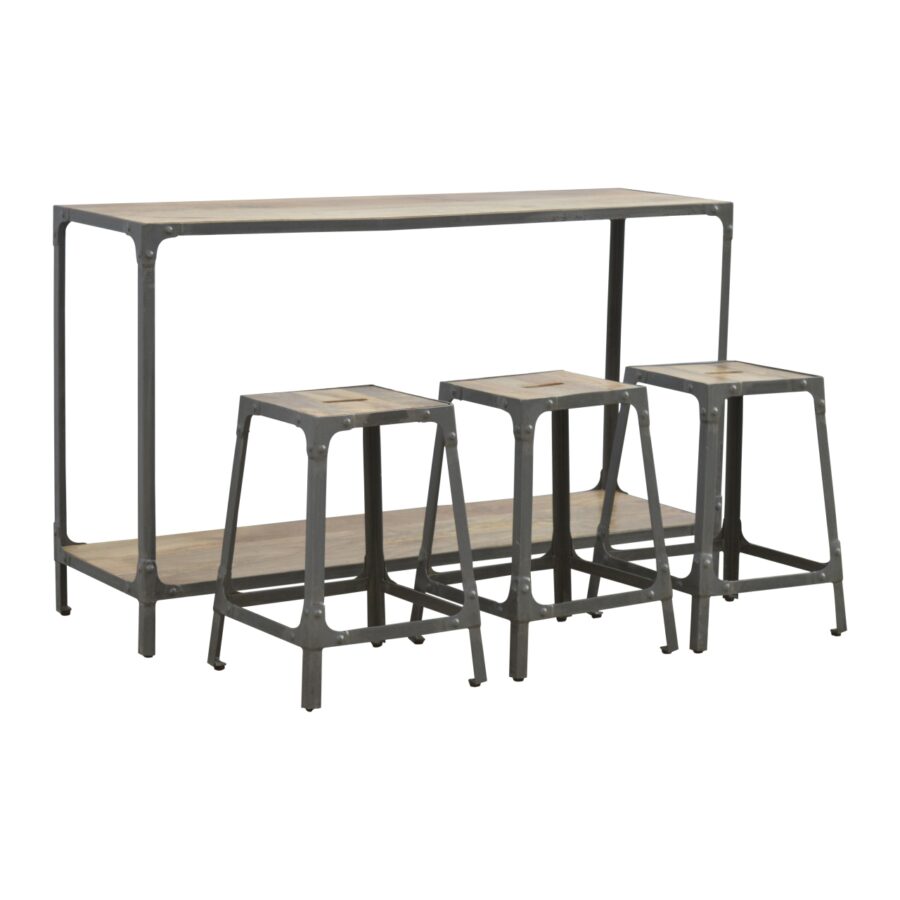 in253 hallway console table with 3 nesting stools