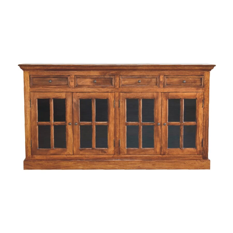 in3364 large chestnut sideboard with 4 glazed doors